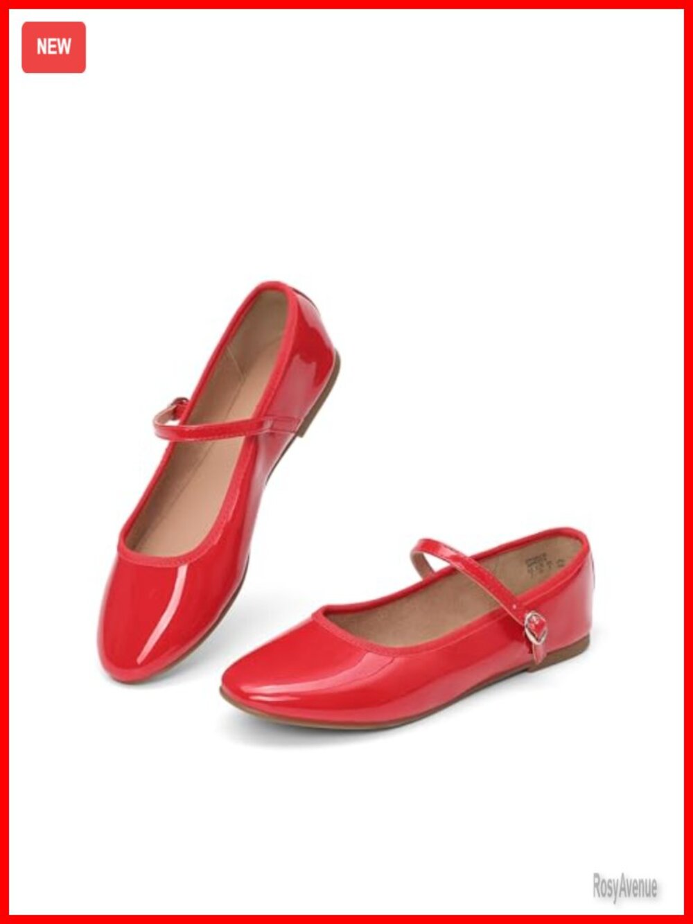 Mary Jane Ballet Flats Round Toe Buckle Strap Faux Leather Casual Dress Shoes